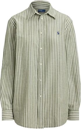 Ralph Lauren Overhemden, Dames, Veelkleurig, L, Klassiek overhemd met verticale strepen en kraag
