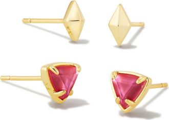 Kendra Scott Greta Set of 2 Stud Earrings in Gold Magenta Illusion at Nordstrom Rack