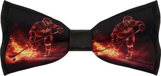 Generic Fire Ice Hockey Player Bow Ties for Men Classic Adjustable Pretied Bowties for Business Wedding Party