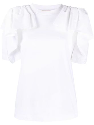 Alexander McQueen draped cotton T-shirt - women - Cotton - 40 - White