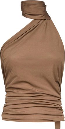 Ludovic de Saint Sernin Top Halter drappeggiato - Marrone