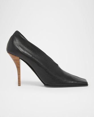 Alaia 90mm Square-Toe Leather Pumps