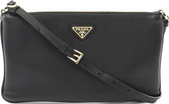 Prada Borsa in pelle con placca logo 2020 - Nero