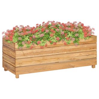 Berkfield Home Raised Bed 100x40x38 cm Solid Wood Teak & Steel in Brown | Size: 100 x 40 x 38 cm