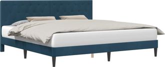 vidaXL Estructura De Cama Con Cabecera Azul 180 X 200 Cm Terciopelo Vidaxl