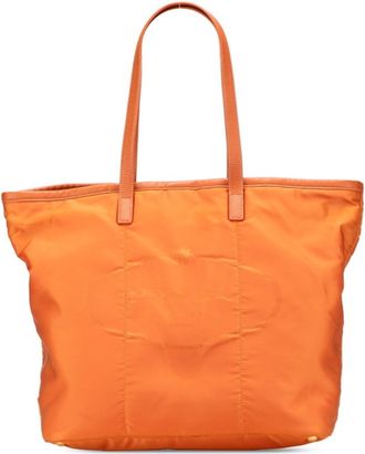 Prada Orange Leather Jacquard Shoulder Bag Tote Bag (Pre-Owned)