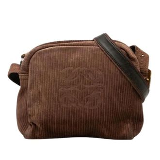 Loewe Pre-owned Cross Body Bags, female, Brown, Size: ONE SIZE Pre-owned Corduroy Shoulder Bag