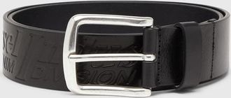 Diesel 4 cm leather belt with engraved logo - Belts - Man - Black