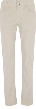 Jacob Cohen Beige Slim Bard Five-Pocket Cotton-Blend Pants