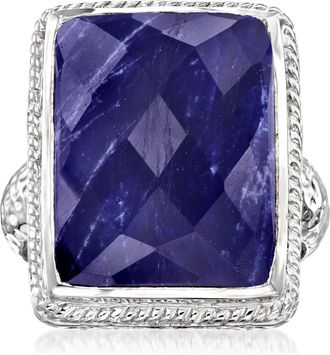 Ross-Simons Sapphire Roped-Edge Ring in Sterling Silver