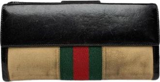 Gucci Pre-owned Katoenen Portemonnee - Dames - Vintage Accessoires - Beige - ONE Size - Katoen - Vintage