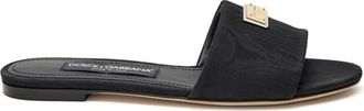 Dolce & Gabbana Ciabatta Nera Jacquard - Dames - Sandalen - Zwart - 37 1/2 EU - Katoen - Schoenen