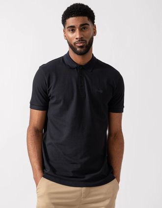 HUGO BOSS Mens BOSS Green Mens Paddy Cotton-Piqu&eacute; Polo Shirt with Contrast Logo - Dark Blue 408 - Black - Size: 42