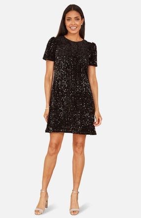 Yumi Sequin Tunic Mini Dress in Black at Nordstrom, Size 20