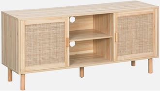 Sweeek Sweeek - Mueble tv efecto caña y madera 120cm, Camargue, Natural, 120x39x57 cm