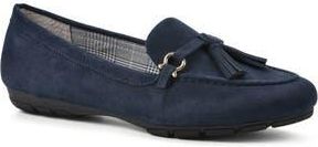 White Mountain Gush Tassel Loafer - Wide Width Available in Navy/Suedette at Nordstrom Rack, Size 6.5