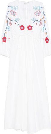 Forte_Forte Maxi Dresses, female, White, Size: XS V-neck Embroidered Maxi Dress