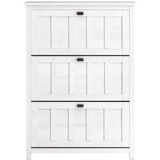 SoBuy Scarpiera Con 3 Ribalte e 6 Ripiani Scarpiera Con Scomparto Aggiuntivo Portascarpe Salvaspazio Bianco 80x30x111cm FSR162-W - Sobuy