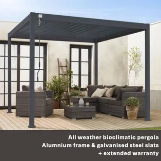 Sweeek Louvered Pergola Aluminium 4 X 3m in Grey
