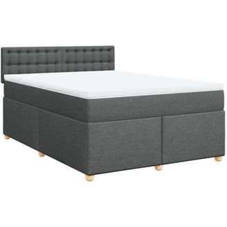 vidaXL Cama Box Spring Con Colch&oacute;n Tela Gris Oscuro 140x200 Cm Vidaxl