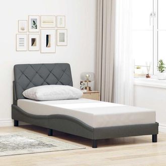 vidaXL Estructura De Cama Sin Colch&oacute;n Tela Gris Oscuro 90x200 Cm Vidaxl