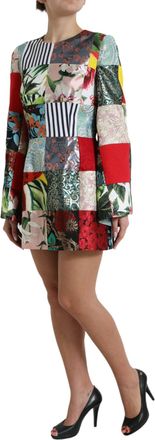 Dolce & Gabbana Womens Multicolor Floral Patchwork Shift Mini Dress