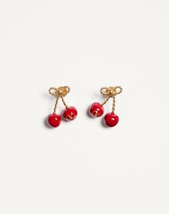 Valentino Garavani Cherryfic Metal And Enamel Earrings Wo