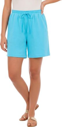 Roaman's Plus Size French Terry Pull On Drawstring Shorts in Ocean at Nordstrom, Size Medium