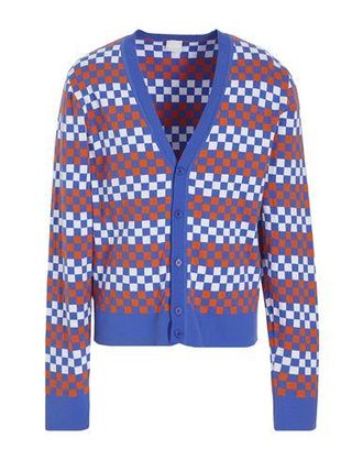 8 by YOOX ORGANIC COTTON CHECKED KNIT CARDIGAN