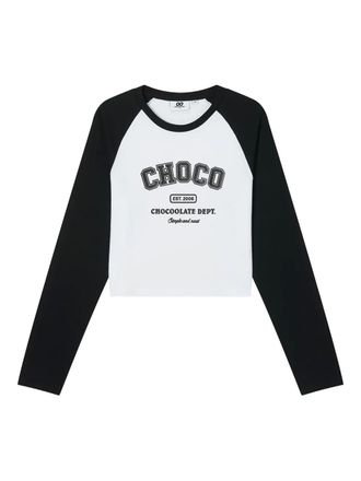 Chocoolate raglan-sleeve cropped T-shirt - women - Cotton - S - White