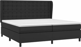 vidaXL Vidaxl - Cama Box Spring Con Colch&oacute;n Cuero Sint&eacute;tico Negro 200x200 Cm