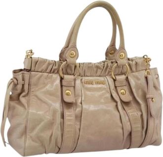 Miu Miu Pre-owned Hand Bag - Dames - Vintage Handtas - Beige - ONE Size - Leer - Vintage