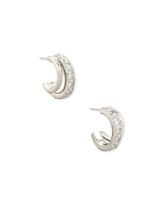 Kendra Scott Womens Livy Huggie Earrings In Rhodium Metal