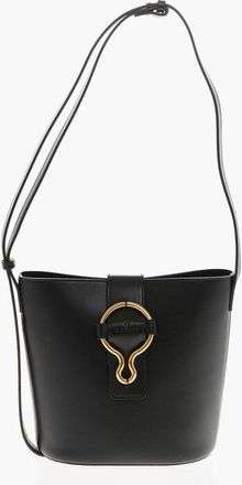 IL BISONTE Leather Bucket Bag with Golden Effect details size Unica