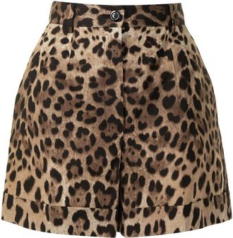 Dolce & Gabbana Womens-Leopard-Print Tailored Shorts