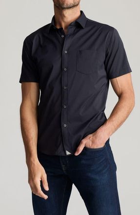 UNTUCKit Gironde Short Sleeve Performance Button-Up Shirt in Black at Nordstrom, Size Xx-Large