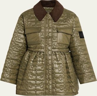 Ganni Quilted Logo Midi Coat