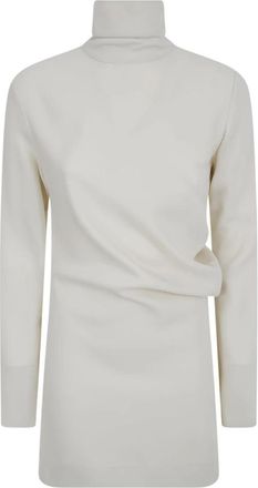 Toteme High-Neck Twist Blouse - Dames - Coltruien - Beige - XS - Leer - Truien & Vesten