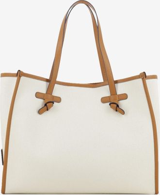 Gianni Chiarini Borsa Marcella in tessuto e pelle panna / caramello