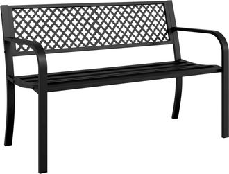 vidaXL Banco De Jard&iacute;n De Acero Negro 119 Cm Vidaxl