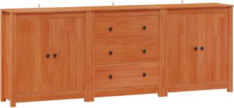 vidaXL Aparador 3 Uds. Marr&oacute;n Cera 210 X 35 X 80 Cm Pino Macizo Vidaxl