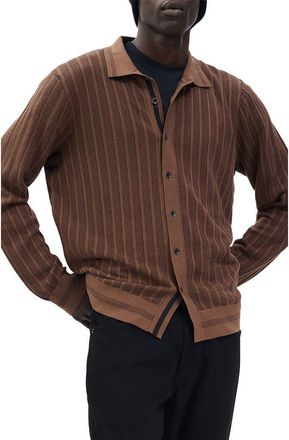 Rag & Bone Harvey Long Sleeve Knit Button-Up Shirt in Coffee at Nordstrom, Size Xx-Large