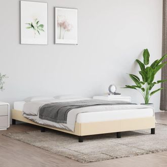 vidaXL Estructura De Cama Sin Colch&oacute;n Tela Crema 120x200 Cm Vidaxl