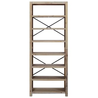Berkfield Home Traditional 7-Tier Bookcase 80x30x200 cm Solid Wood Acacia in Light Brown | Size: 80 x 30 x 200 cm