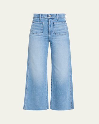 Veronica Beard Taylor Cropped High-Rise Wide Jeans