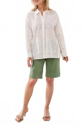 Tribal Front Pocket Blouse In White