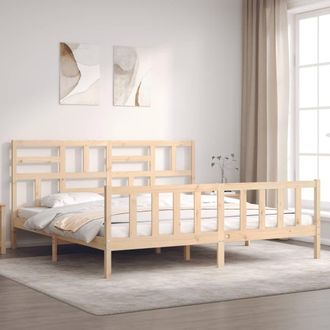 Berkfield Home Bed Frame with Headboard Super King Size Solid Wood in Brown
