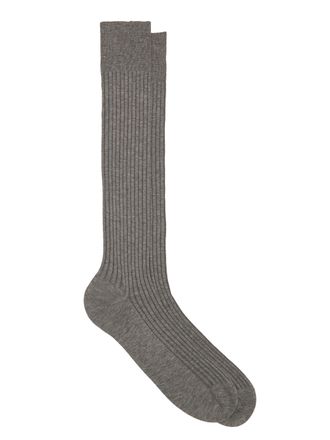 Oliver Brown Long Pantherella Cotton Socks - Mid Grey