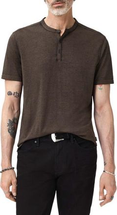 John Varvatos Duke Short Sleeve Henley in Teakwood at Nordstrom, Size Xx-Large