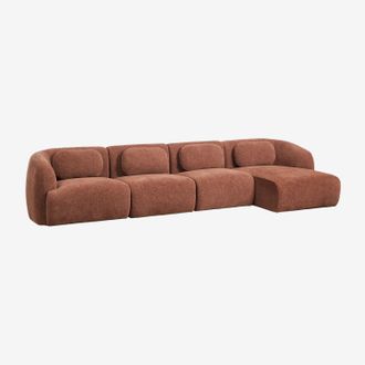 Sklum Sof&aacute; Modular Chaise Longue Derecho De 4 Piezas En Chenilla Coquette Sklum
